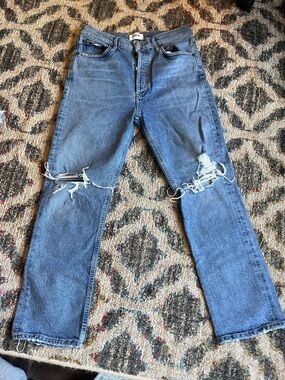 Agolde ORGANIC cotton Blue Ripped Straight Jeans